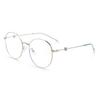 Gafas Metálicas Antiazules Nuevas de Moda para Mujer Marco Redondo Retro Espejo Plano Gafas de Marco Grande para Fotografía Callejera de Mujer YX2981