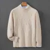 Suéter de Punto Baicai Rong para Hombre 100% Lana Cuello Medio Alto 2026 Otoño/Invierno Nueva Llegada Jersey Jacquard de Diamantes Suave Cálido