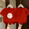 Camiseta de Manga Corta de Algodón Puro para Niña, Estilo Verano, Estampado de Princesa, Dulce y Versátil, de Corte Holgado, Camiseta Básica de Media Manga para Niñas Pequeñas