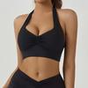 Europa e Estados Unidos cruzado estética nua esportes nas costas roupa íntima força média plissado pescoço pendurado destacável treino esportes fitness Sutiã