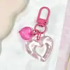 Hebilla de Puerta Transparente con Forma de Corazón Hueco Anillo para Tarjeta Hebilla Colgante Colgante para Bolsa Muñeca Accesorios para Joyería DIY Material para Llavero