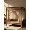 Nueva Cama con Marco Estilo Chino Madera Maciza Cama con Dosel Cama Doble Cama Escalón Puerta de Luna Dormitorio Principal Cama de Boda Marco de Cama Tradicional Estilo Ming