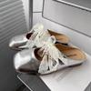 Mules Cerrados de Estilo Francés Inspirados en Chanel para Mujer, Adecuados para Usar al Aire Libre, Zapatos de Encaje Mary Jane Medios Zuecos Primavera/Verano 2026