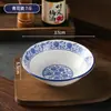 Cuencos de cerámica de porcelana azul y blanca, platos de cerámica, cuencos grandes de sopa de cerámica para hotel y restaurante, cuencos para ramen, platos de cena, cuencos grandes y cuencos de arhat