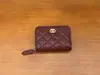 Cartera Popular Transfronteriza para Mujer Estilo Pequeña Fragancia Rombo Clásico Hueco Moda Versátil Piel de Oveja Cuero Genuino Billetera para Mujer