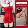 Floral Mar Sexy Lencería Estilo Puro Deseo Dulce y Picante Top Tubo Hombros Descubiertos Vestido Ajustado Rojo Terciopelo Conjunto para Casa para Mujeres A954