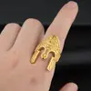 Nuevo Anillo de Aleación Personalizado para Hombre Guerrero de Acero, Anillo Abierto con Máscara Espartana Tallada Transfronteriza