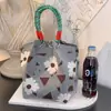 Bolsa de Mão Tricotada Estilo Novo Japonês e Coreano Portátil Trabalho Passeio Grande Capacidade Tote Pequena Bolsa Quadrada