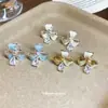 Pendientes de Clip~Pendientes de Flor con Goteo de Aceite de Zirconia Bañados en Oro Real de 18K, Modernos, Sencillos, Elegantes, Lujo Ligero, Pendientes de Alta Gama para Mujer