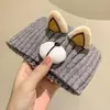 Orelhas de Gato Desenho Animado Fofas Faixa de Cabeça com Orelhas de Tricô Acessórios de Cabelo Faixa de Cabeça com Orelhas de Ursinho Aro de Cabeça Chapéu de Aba Larga Outono e Inverno