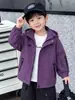 Q076 Cortavientos de Otoño para Niños, Elegante Abrigo con Capucha para Bebé Niño, Nueva Moda de Tops de Otoño para Niños
