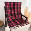 Atmosfera Britânica Retrô Xadrez Longo Outono e Inverno Cachecol Quente Xale Feminino Versátil Roupa de Trabalho Cachecol de Imitação de Caxemira com Franjas