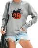 Suéter de abóbora de Halloween europeu e americano, gato fantasma, outono, top, gola redonda, pulôver, top solto