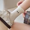 Calcetines de Ojos Lindos Bordados con Boca de Burbuja para Mujer Calcetines de Media Caña Estilo Japonés Ins Modernos de Algodón Puro Lindos de Dibujos Animados Medias de Primavera y Otoño