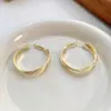 Pendientes de Aro Grandes de Metal Retro Estilo Hong Kong para Otoño e Invierno Diseño de Nicho Pendientes de Línea Exagerada Pendientes de Gama Alta para Mujer