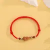 Novo Estilo Chinês Madeira de Pessegueiro Antiga Cabaça Pulseira de Corda Vermelha para Mulheres Ano Zodiacal 2025 do Ano Bom da Sorte e da Paz Pulseira de Cinábrio Presente para Estudantes