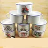 Venta al por mayor Impresión de logo Gran capacidad con tapa Estudiante Fideos instantáneos Retro Taza de esmalte Taza de té Citas de comida Taza de comida rápida nostálgica
