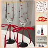Par de Taças de Brinde para Casamento DIY Taças de Brinde para Casamento Taças de Pé Alto Conjunto de Caixa de Presente Presente de Casamento Kit de Materiais para Taças de Brinde