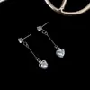 Brincos Longos Geométricos de Zircônia Estilo Coreano, Novos Brincos Brilhantes Versáteis e Fashion para Mulheres, Aço Inoxidável Estilo Coreano