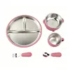 Plato Dividido para Bebé Transfronterizo con Acero Inoxidable 304 y Base de Silicona, Vajilla Personalizada Oem/Odm para Alimentación de Bebés