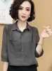 Camiseta de manga corta de algodón de alta gama para mujer, estilo occidental, reductora de edad, informal, fina, de verano