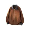 Chaqueta de Estilo Old Money con Bloques de Color en PU y Solapa para Hombres y Mujeres, Nueva Tendencia Otoño 2026 Marca Vintage Mezclilla Felpa Abrigo Casual