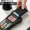 Cartera metálica con clip de aleación de aluminio ultradelgada, cartera ultradelgada para bolsillo delantero con ventana para identificación, tarjetero emergente para tarjetas de crédito para hombre