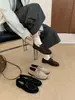 Zapatos de charol de punta redonda estilo coreano con cordones, corte profundo, para mujer, Novedad Otoño 2026, Suela suave, Slip-on, Mocasines Elegantes