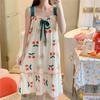 Camisola de Alça de Verão Feminina Saia Midi Fina Fofa Estilo Princesa Vestido de Casa Saia Laço Sem Mangas Camisola