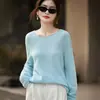 Nueva colección de otoño e invierno de suéteres de lana de alta calidad: Suéteres tipo jersey de punto acanalado, cuello redondo, corte holgado para mujer, disponibles para venta al por mayor transfronteriza