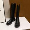 Elástico Zíper Traseiro Cano Alto Look Emagrecedor V Botas Outono e Inverno Novo 2025 Punhos de Bota Slim Ciclismo Botas Femininas Acima do Joelho