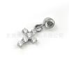 F136 Titanium Ear Nail Pingente de Cruz Cilíndrica com Zircão 5A G23 Liga de Titânio Corpo Humano Punção Jóias Orelha Osso Prego