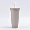 Taza de acero inoxidable 304 con borde dorado, nuevo estilo, gran capacidad, con tapa, para coche, doble aislamiento, taza para café, té con leche
