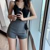 Verão 203 Novo Estilo Coreano Shorts de Perna Larga Elásticos Linha A Calças Casuais Femininas de Cintura Alta Slim Fit Emagrecedores Hot Pants Tendência Ins