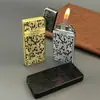 Arabesque Embossed Thin Gas Inflatable Antique Grinding Wheel Open Flame Lighter Douyin Kuaishou Live Broadcast Stall