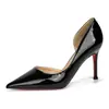 Zapatos de Tacón Alto con Corte Lateral y Punta Fina para Mujer, Estilo Francés con Suela Roja, Tacones Finos, Diseño de Verano Poco Profundo, Sexys y Elegantes, Versátiles, Lujo Ligero, Sensación de Alta Gama