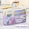 Fabricante Huajie Atacado Bolsa de Papelaria Transparente de Grande Capacidade Estojo de Lápis para Aluno do Ensino Fundamental Bolsa de Armazenamento de Mesa Bolsa de Lápis para Aluno do Ensino Fundamental
