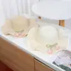 Chapéu de Palha com Proteção Solar para Menina de Verão Chapéu de Palha Pequena Princesa de Verão Proteção Solar para Praia Aba Larga Tulipa Chapéu de Pescador Chapéu de Palha