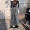 Falda Vaquera Vintage para Mujer Primavera y Otoño 2025 Nueva Cintura Alta Adelgazante que Cubre la Cadera Forma A Cadera Cola de Pez Falda Larga