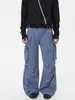 Pantalones de trabajo retro unisex estilo americano de alta gama, con un moderno diseño multibolsillos, corte holgado, pierna ancha y estilo casual para hombre
