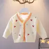 Cardigã de Tricô para Meninas Outono Novo Estilo Coreano Estilo Estrangeiro Roupa Exterior Infantil Primavera e Outono Tricô [Coleção Kf]
