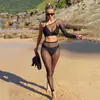 Calças Europeias e Americanas Meias Arrastão Moda Meninas Sexy Tatuagem Ombro Manga Longa Jaqueta Irregular Jacquard Vazado Comércio Exterior