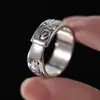 Anillo de Diseño Vintage Estilo Chino con Patrón de Dragón para Hombres, Único Versátil Dragón Volando Cuatro Mares Estilo Étnico Anillo Audaz de Moda para Dedo Índice