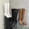 Botas Largas Chuyuji Marrones para Mujer, Botas Ajustadas, Botas Nuevas de Tacón Alto, Botas de Caña Alta, Botas Adelgazantes de Punta Fina