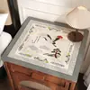 Mantel de Mesa de Noche Estilo Étnico, Mantel de Dibujos Animados Lindo, Mantel Impermeable y a Prueba de Aceite de Fácil Limpieza, Protector de Encimera para Refrigerador y Lavadora