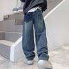 Calça Jeans de Outono para Meninos 2026 Novo Estilo de Primavera para Crianças Maiores, Calça de Sarja de Primavera e Outono para Meninos, Calça Antimosquito da Moda
