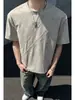 Camiseta Masculina de Manga Curta com Design Patchwork Desconstruído Retro Americano, Verão Fina Esportiva Secagem Rápida Tamanho Grande Solta