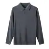 Suéter de lã de malha fina para homens, tricô casual de negócios com gola polo, novo top de outono e inverno, suéter fino liso