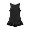ZA Transfronteiriço 2025 Novo Vestido de Primavera Feminino com Gola Volumosa, Alças nas Costas, Sem Mangas, Sexy, Saia