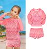 Phibee Phoebe Elefantinho Bebê Feminino Infantil Manga Longa Protetor Solar Roupa de Banho Roupa de Banho para Meninas Transfronteiriça Dividida Roupa de Banho Flamingo